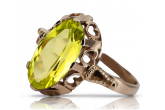 Inel Peridot vrc134, Design Vintage, realizat din Aur roz 14K de Calitate Superioara. Vintage