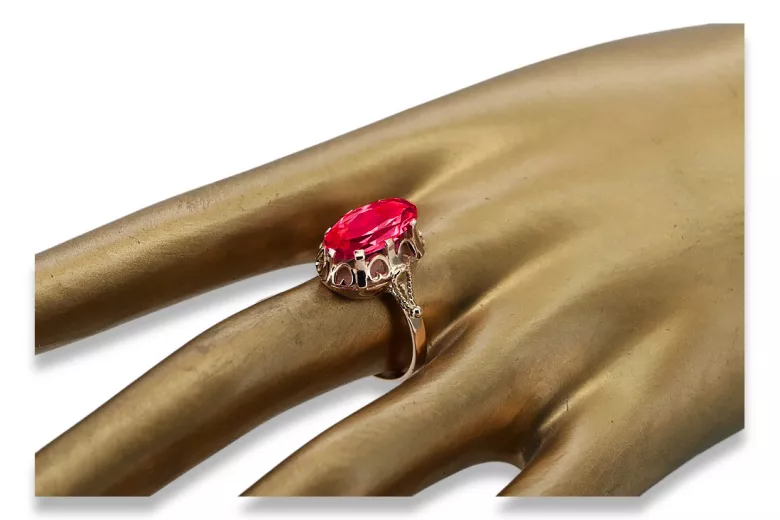 Russische sowjetische Rose 14 Karat 585 Gold Alexandrit Rubin Smaragd Saphir Zirkon Ring vrc084