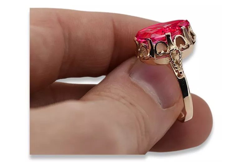 Russische sowjetische Rose 14 Karat 585 Gold Alexandrit Rubin Smaragd Saphir Zirkon Ring vrc084