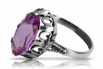 Srebrny pierścionek Rosyjski 925 z Ametystem vrc134s Vintage