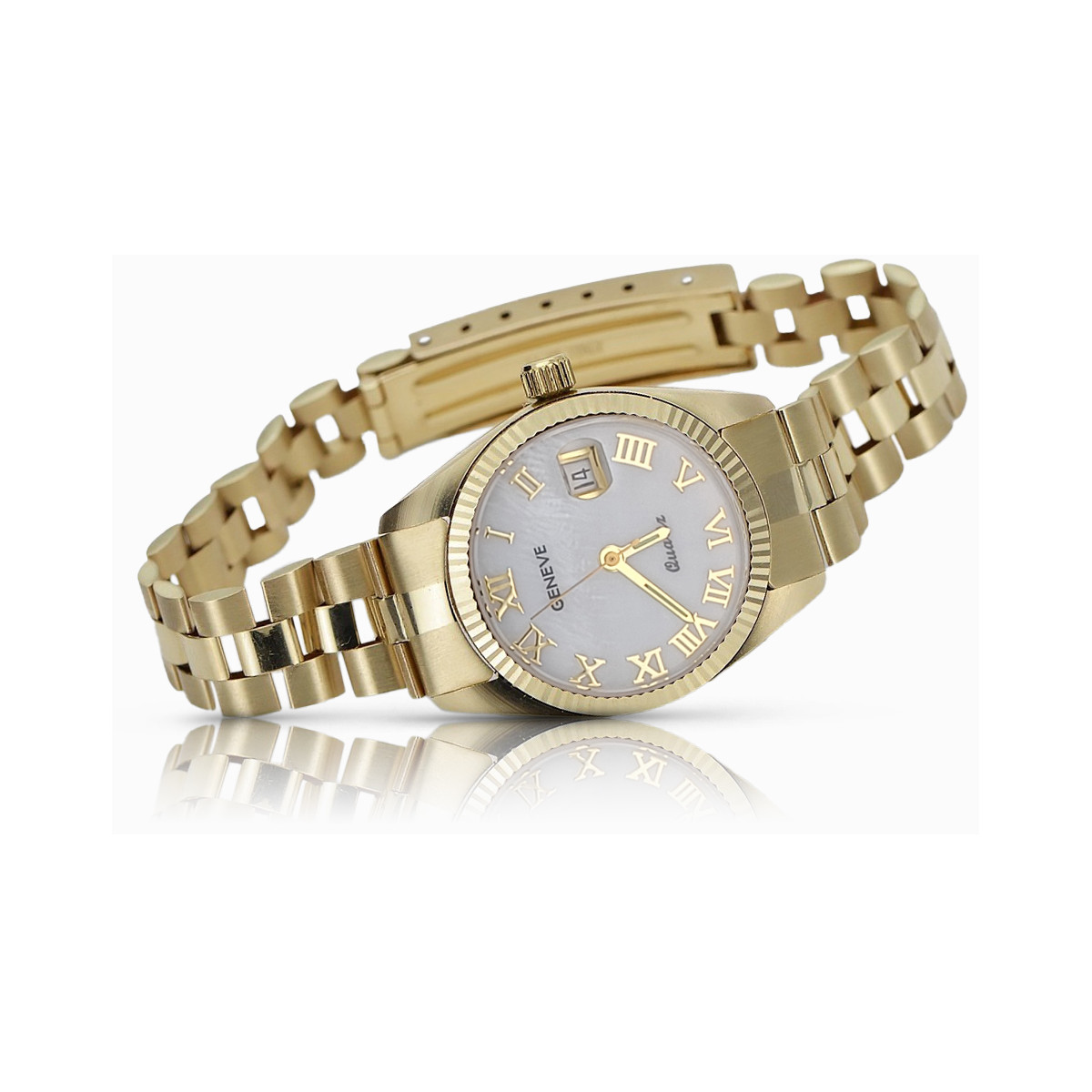 Gold men's watch Geneve ★ zlotychlopak.pl ★ Gold purity 585 333 Low Price!