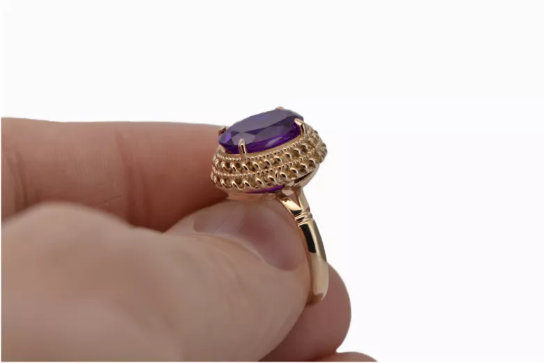 Rose soviétique russe 14k 585 or Alexandrite Ruby Emerald Sapphire Zircon ring vrc084