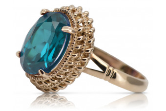 Klassischer 14 Karat Roségold Aquamarin Vintage-Ring, . vrc068