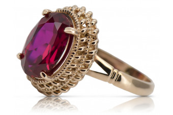 Classic Elegance: Vintage 14K Rose Gold Ring with Ruby Accent vrc068