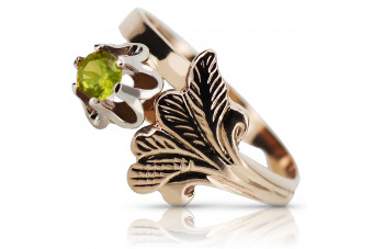 Vintage-Inspired 14K Rose Gold Ring with Yellow Peridot Stone vrc169