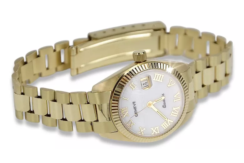 Gold men's watch Geneve ★ zlotychlopak.pl ★ Gold purity 585 333 Low Price!