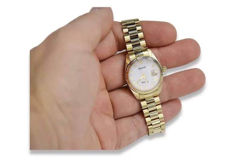 Goldene Herrenuhr Geneve ★ zlotychlopak.pl ★ Gold Reinheit 585 333 Niedriger Preis!