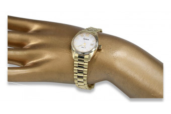 Złoty zegarek damski 14k 585 Geneve z perłową tarczą lw020ydpr&lbw009y