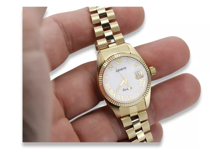 Goldene Herrenuhr Geneve ★ zlotychlopak.pl ★ Gold Reinheit 585 333 Niedriger Preis!