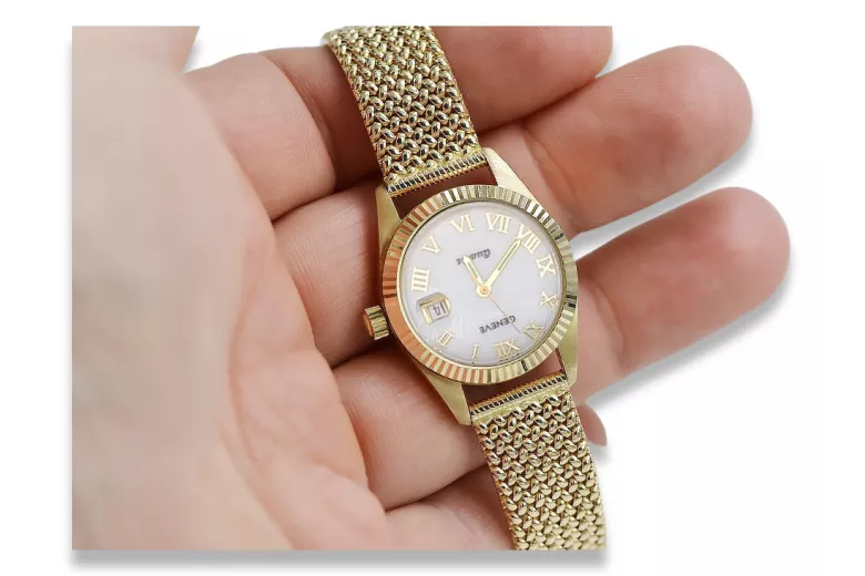 Goldene Herrenuhr Geneve ★ zlotychlopak.pl ★ Gold Reinheit 585 333 Niedriger Preis!