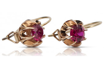 Boucles d’oreilles en or rose soviétique russe 14k 585 vec062 alexandrite rubis émeraude saphir ...