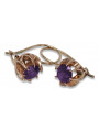 Boucles d’oreilles en or rose soviétique russe 14k 585 vec062 alexandrite rubis émeraude saphir ...