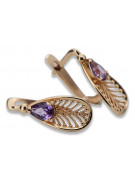 Boucles d’oreilles en or rose soviétique russe 14k 585 vec067 alexandrite rubis émeraude saphir ...