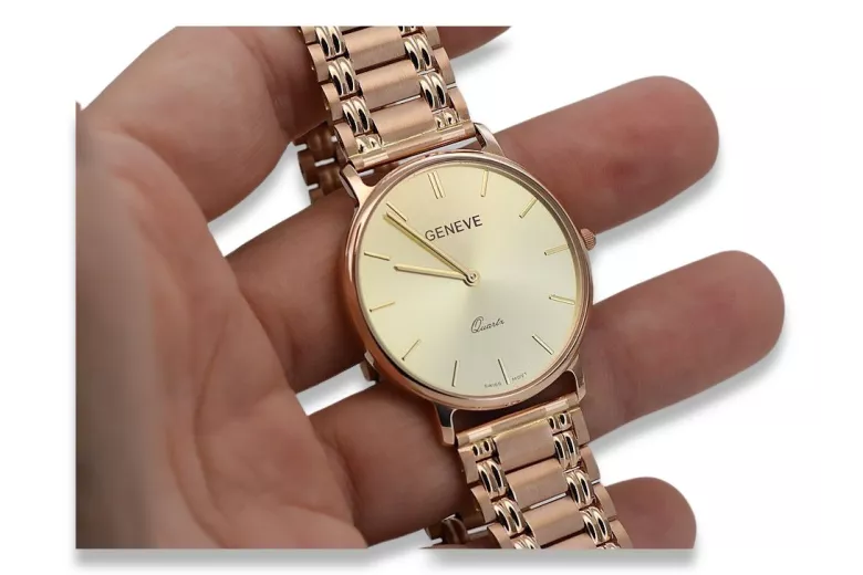 Gold men's watch Geneve ★ zlotychlopak.pl ★ Gold purity 585 333 Low Price!