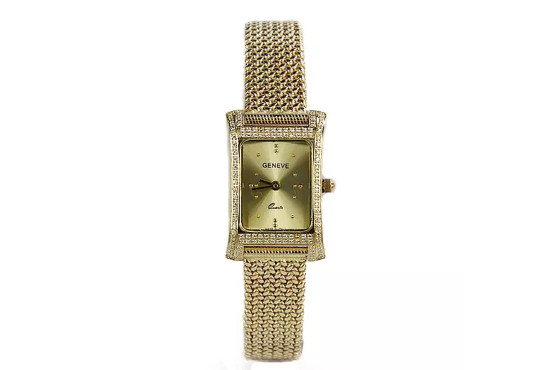 Gold men's watch Geneve ★ zlotychlopak.pl ★ Gold purity 585 333 Low Price!