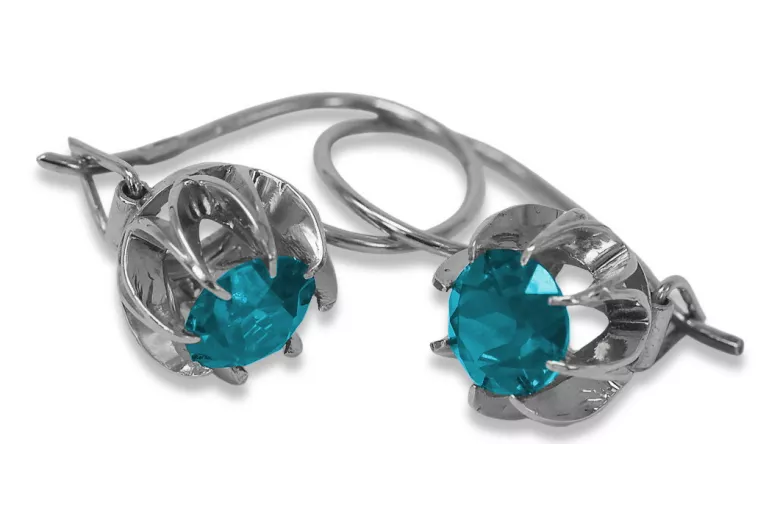 Russe soviétique argent 925 Alexandrite Rubis Émeraude Saphir Aigue-marine Zircon ... Boucles d’oreilles vec062s