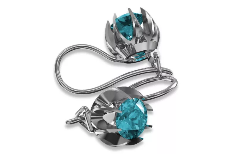 Russe soviétique argent 925 Alexandrite Rubis Émeraude Saphir Aigue-marine Zircon ... Boucles d’oreilles vec062s