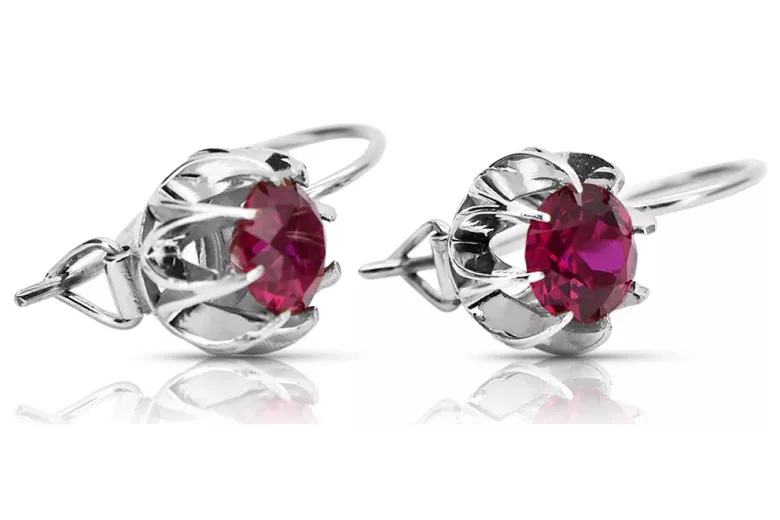 Vintage 925 Silver ruby earrings vec062s