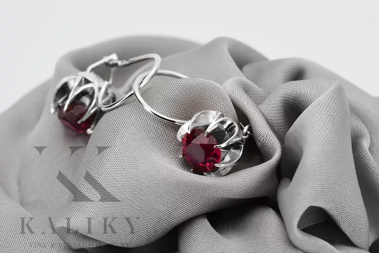 Vintage 925 Silver ruby earrings vec062s