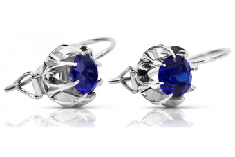 Vintage 925 Silver sapphire earrings vec062s