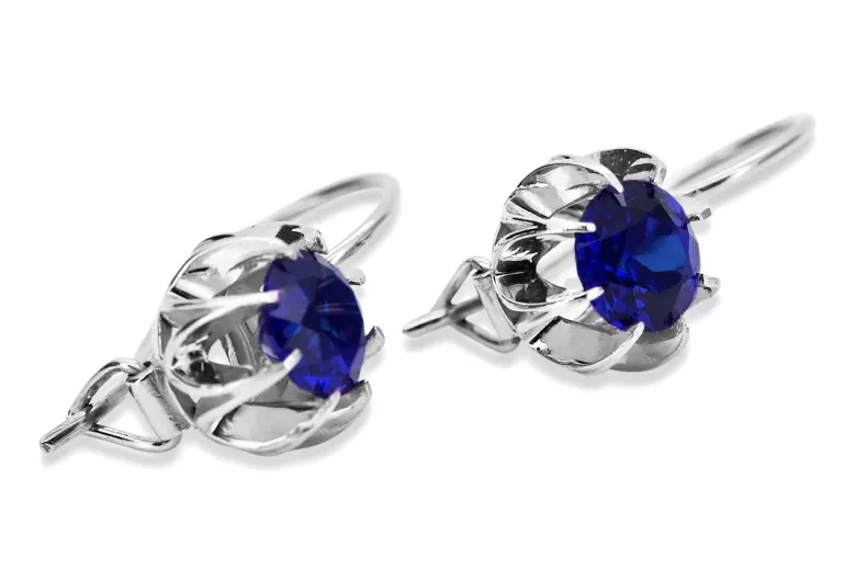 Vintage 925 Silver sapphire earrings vec062s