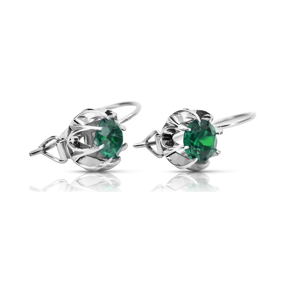 Vintage 925 Silver emerald earrings vec062s