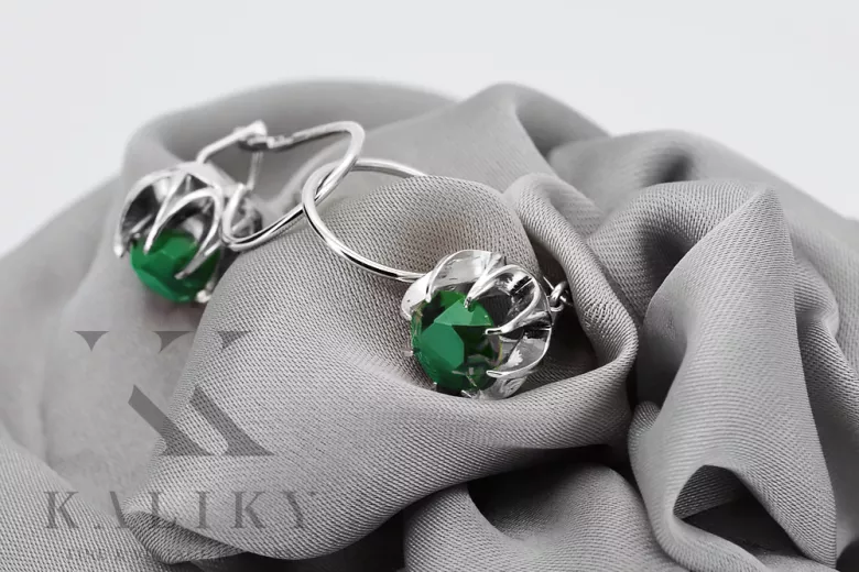 Vintage 925 Silver emerald earrings vec062s