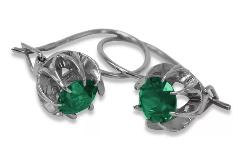 Vintage 925 Silver emerald earrings vec062s