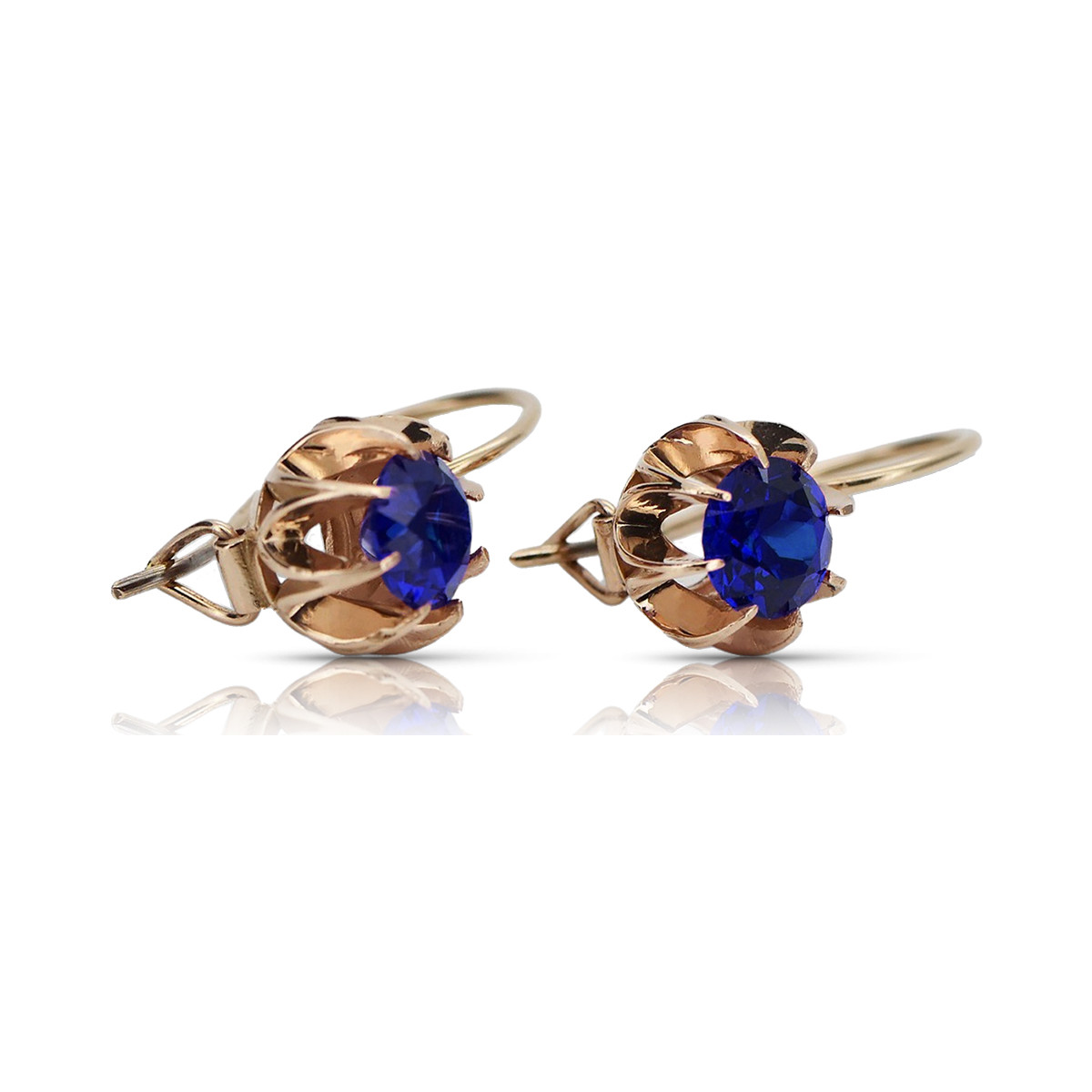 Vintage silver rose gold plated 925 sapphire earrings vec062rp