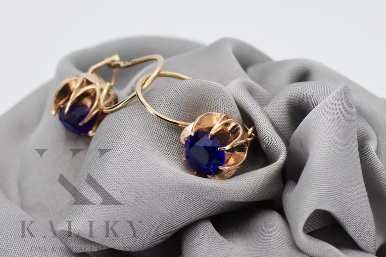 Vintage silver rose gold plated 925 sapphire earrings vec062rp