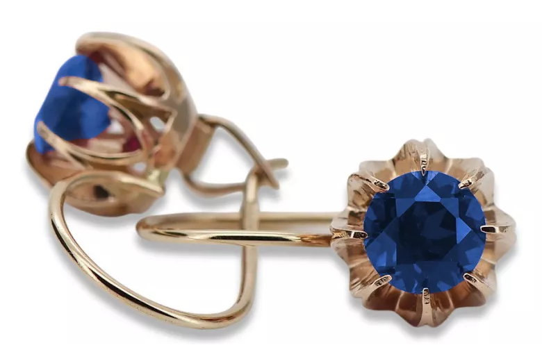 Vintage silver rose gold plated 925 sapphire earrings vec062rp