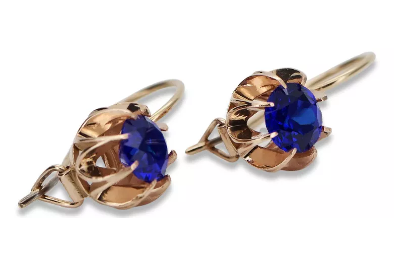 Vintage silver rose gold plated 925 sapphire earrings vec062rp