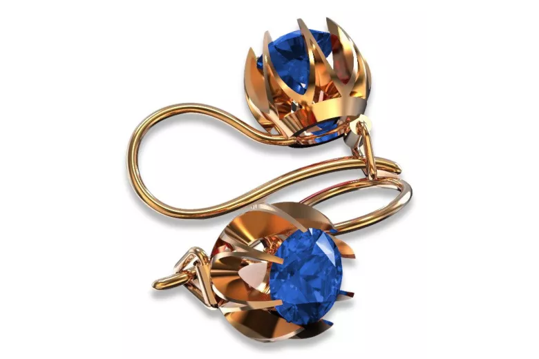 Vintage silver rose gold plated 925 sapphire earrings vec062rp