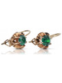 Vintage silver rose gold plated 925 emerald earrings vec062rp