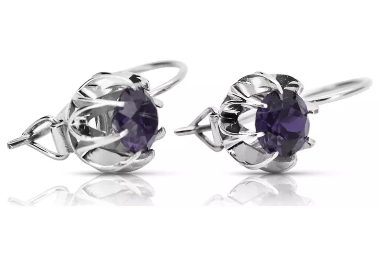 Russe soviétique argent 925 Alexandrite Rubis Émeraude Saphir Aigue-marine Zircon ... Boucles d’oreilles vec062s