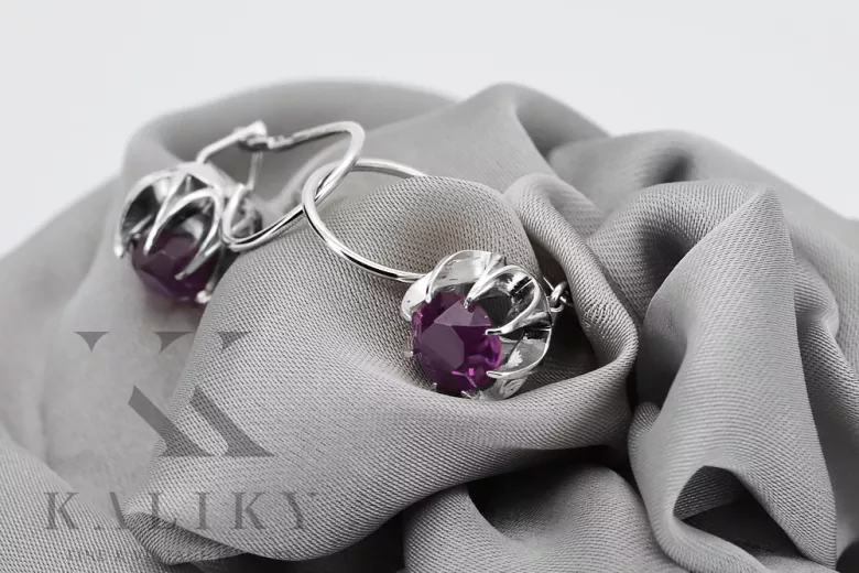 Vintage 925 Silver amethyst earrings vec062s