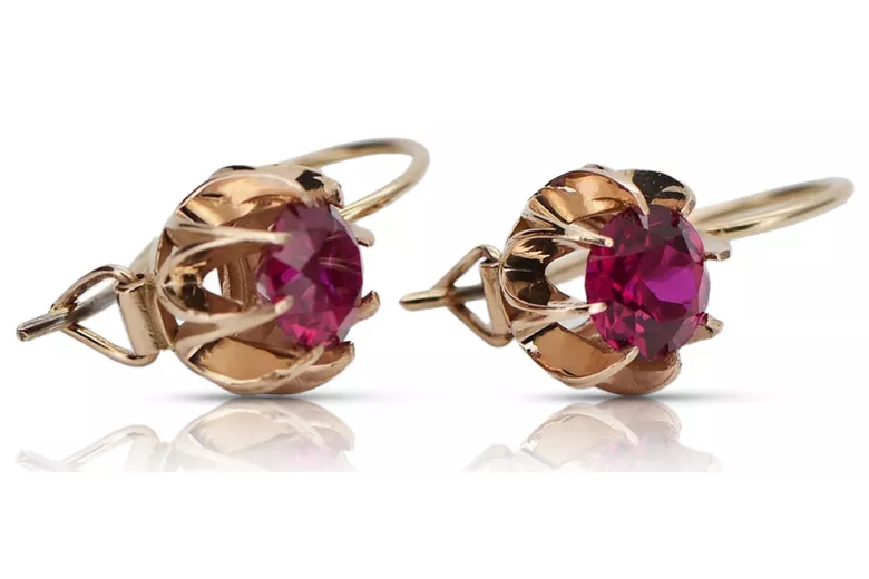 Vintage silver rose gold plated 925 ruby earrings vec062rp