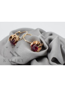 Vintage silver rose gold plated 925 ruby earrings vec062rp