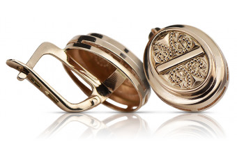 "14 Karat Roségold Vintage Oval Ohrringe, Keine Steine Ausführung" ven196