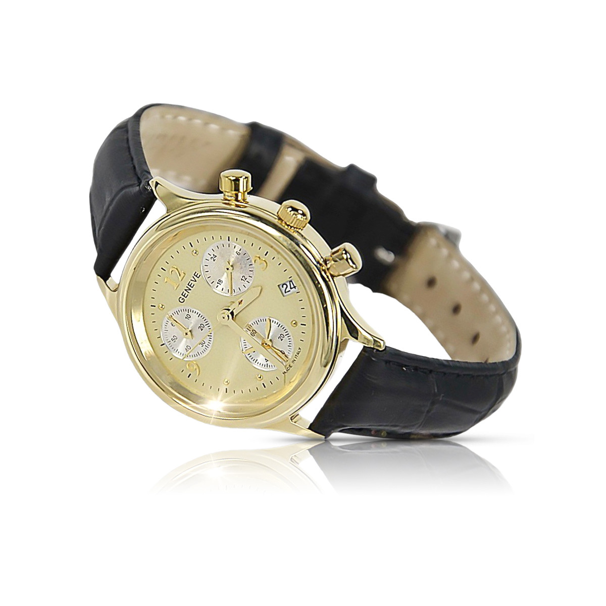 Gold men's watch Geneve ★ zlotychlopak.pl ★ Gold purity 585 333 Low Price!