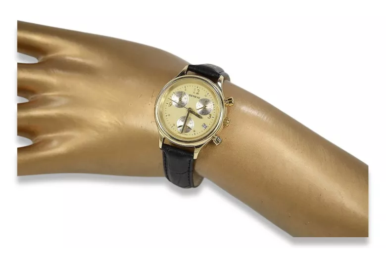 Gold men's watch Geneve ★ zlotychlopak.pl ★ Gold purity 585 333 Low Price!