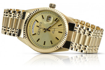 Geneve mw013ydy&mbw012yo reloj de pulsera de oro de 14k para hombre