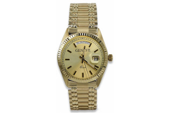 Złoty zegarek z bransoletą męski 14k Geneve mw013ydy&mbw012yo