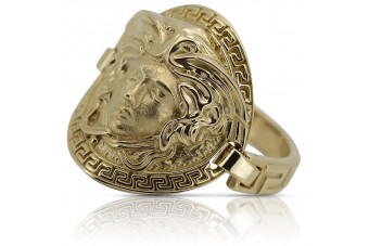 Amarillo italiano 14k 585 medusa dorada anillo griego crn001y