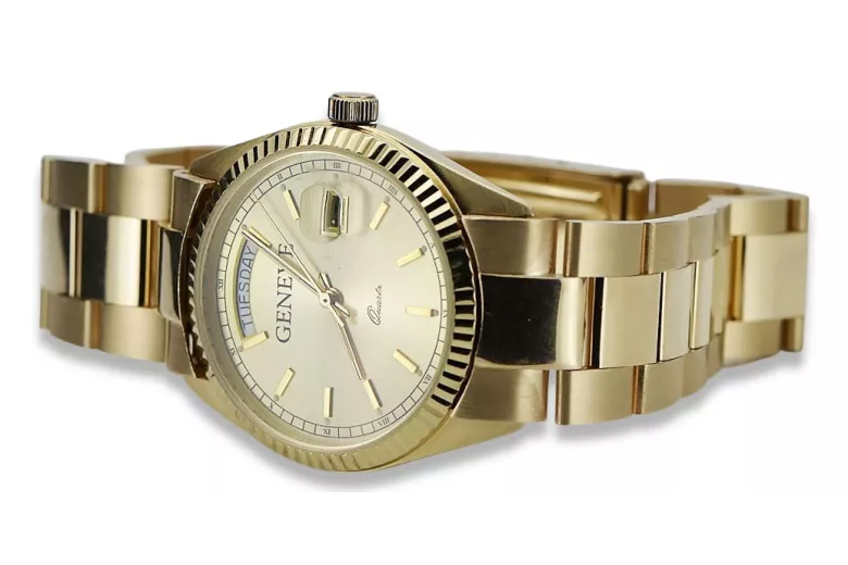 Montre en or pour homme avec bracelet 14k Geneve mw013ydy&mbw017y