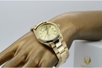 Złoty zegarek z bransoletą męski 14k Geneve mw013ydy&mbw017y
