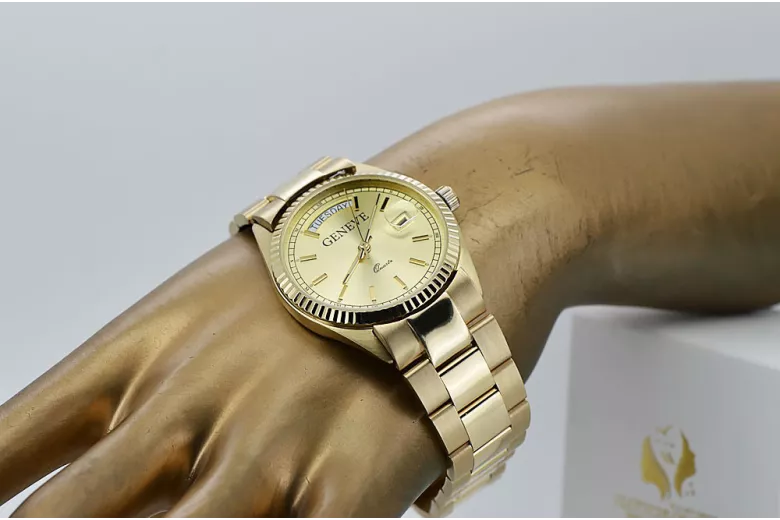 мъжки златен часовник с гривна 14k Geneve mw013ydy&mbw017y