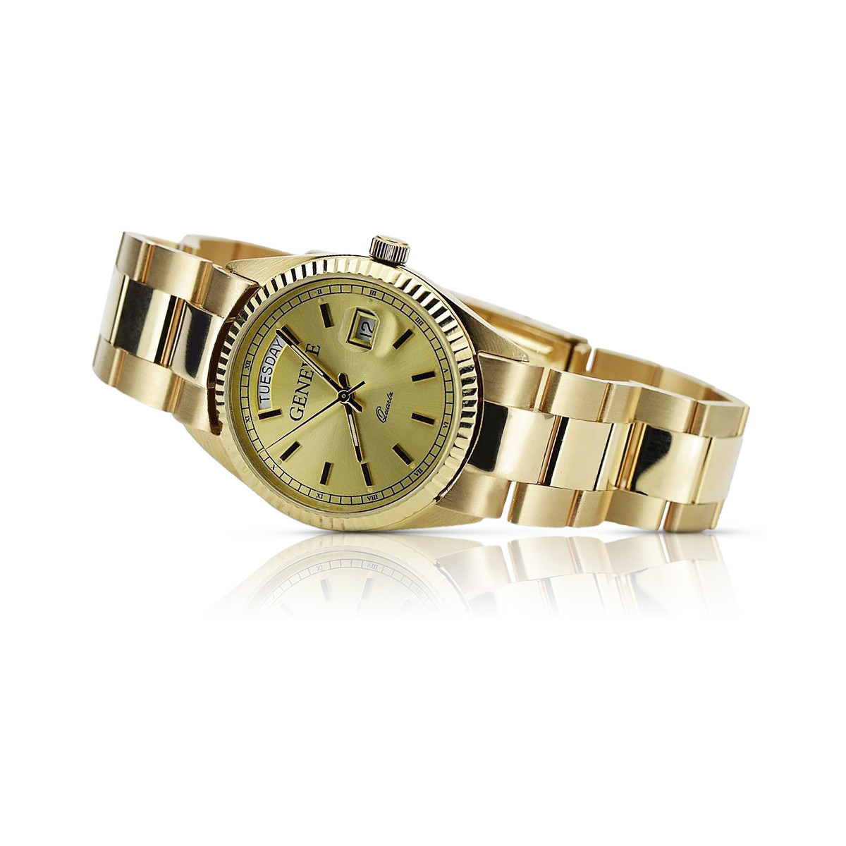 Gold men's watch Geneve ★ zlotychlopak.pl ★ Gold purity 585 333 Low Price!