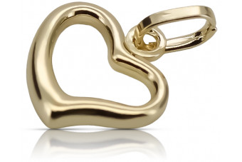 Hermoso colgante de corazón moderno de oro amarillo de 14k cpn060y