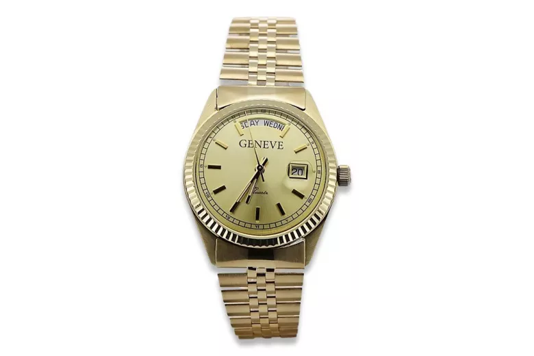 copie de Montre en or pour homme avec bracelet 14k Geneve mw013ydy&mbw016y